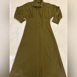 Halogen Long Sleeve Olive Dress
